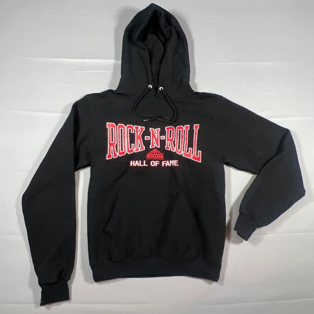 Champion X Rock & Roll Hall Of Fame Hoodie Mens XS Black Fleece Kangaroo Pocket
